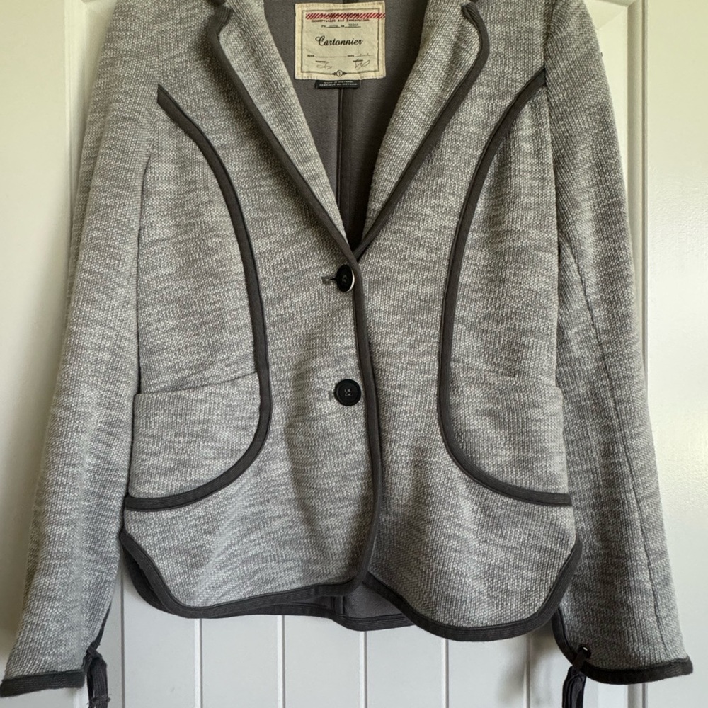 Cartonnier Jacket Beckett Piped Button Front Gray Jacket Size Small